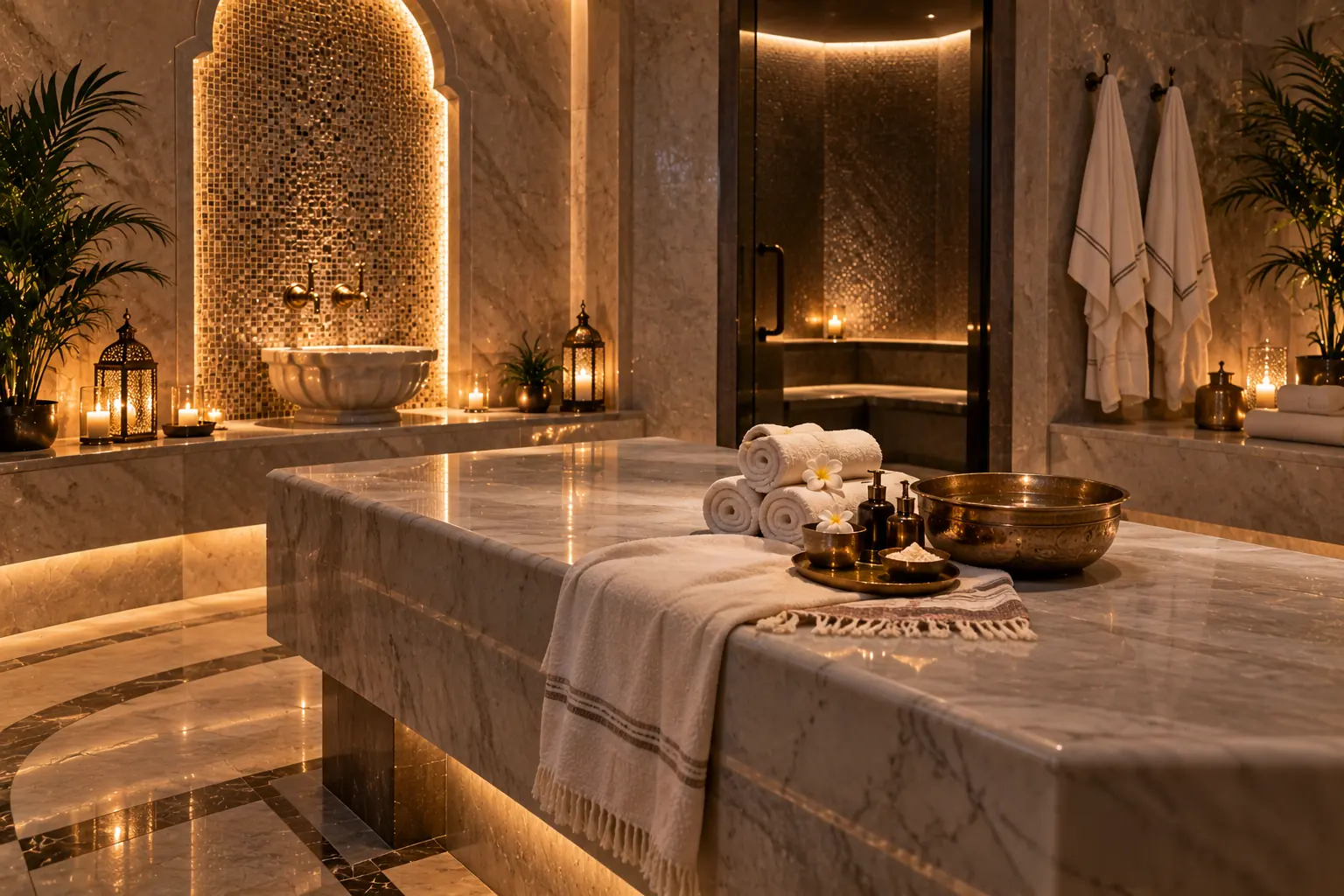Moroccan bath room at our spa in Liwan